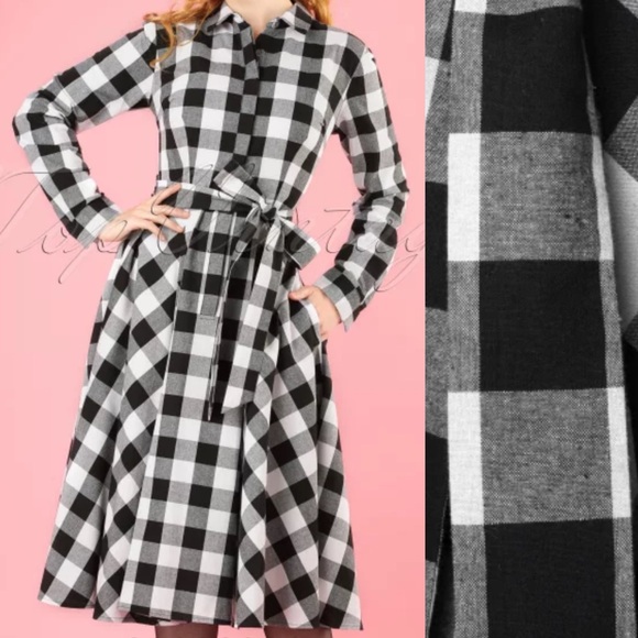 Collectif X ModCloth 50s Mara Check Midi Fit & Flare Shirtdress Shirt Dress - Picture 5 of 14